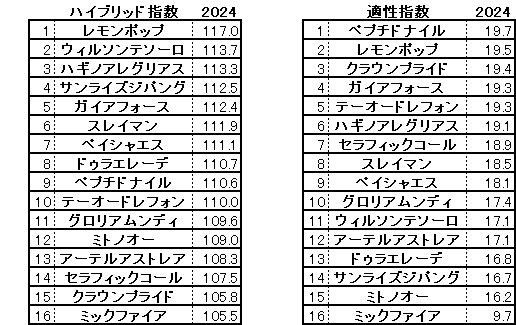 2024　チャンピオンズＣ　HB指数